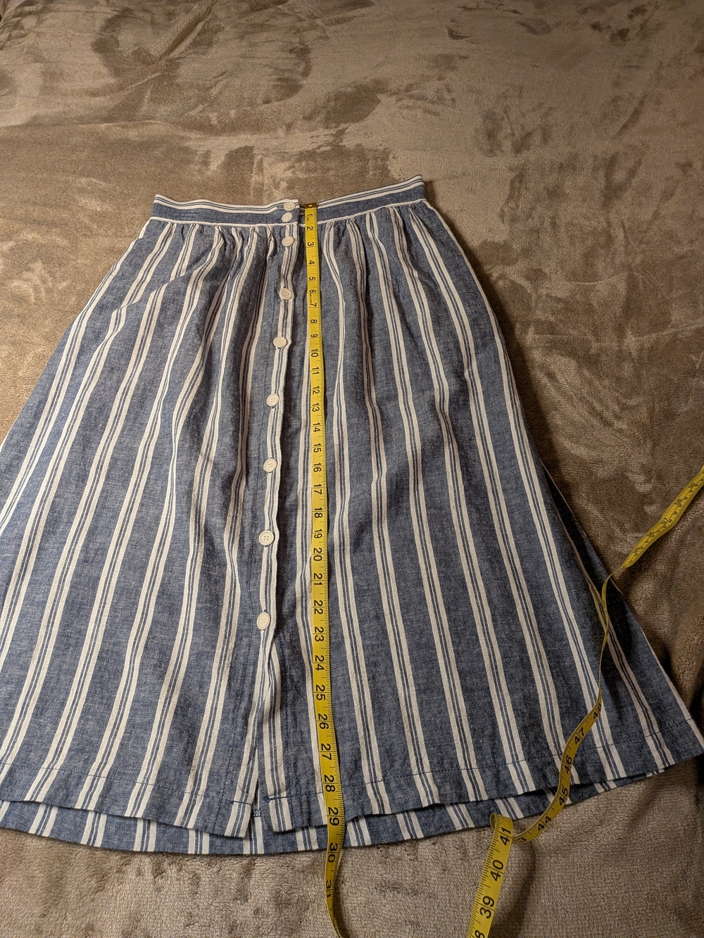 Max Studio Linen Cotton Striped Button Front Midi Skirt Size M - Picture 7 of 9